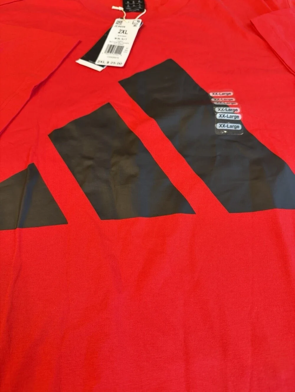 Adidas Big Logo Graphic T-Shirt Men’s 2XL Red Black Short Sleeve NWT Active